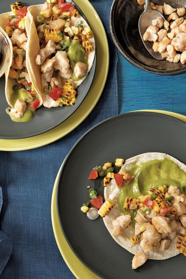 Tacos with Chicken in Poblano Chile Sauce : Recipes ...