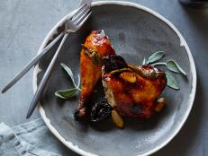 Cooking Channel serves up this Apricot Glazed Chicken with Dried Plums and Sage recipe from Dave Lieberman plus many other recipes at CookingChannelTV.com