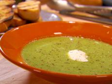 Cooking Channel serves up this Buttery Baby Pea Soup with Pan Grilled Bread recipe from Dave Lieberman plus many other recipes at CookingChannelTV.com