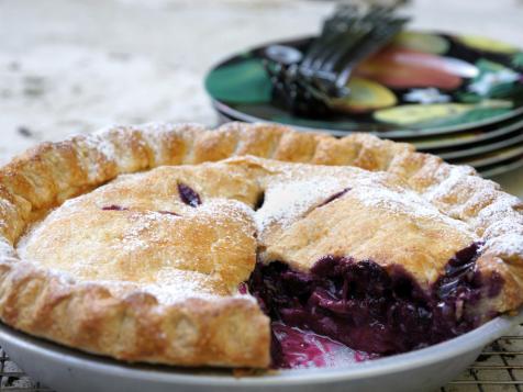 Old School Double Crust Blueberry Pie with Goat Cheese and Basil