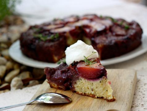 Plum Upside-Down Cake with Thyme, Lemon, and Fennel