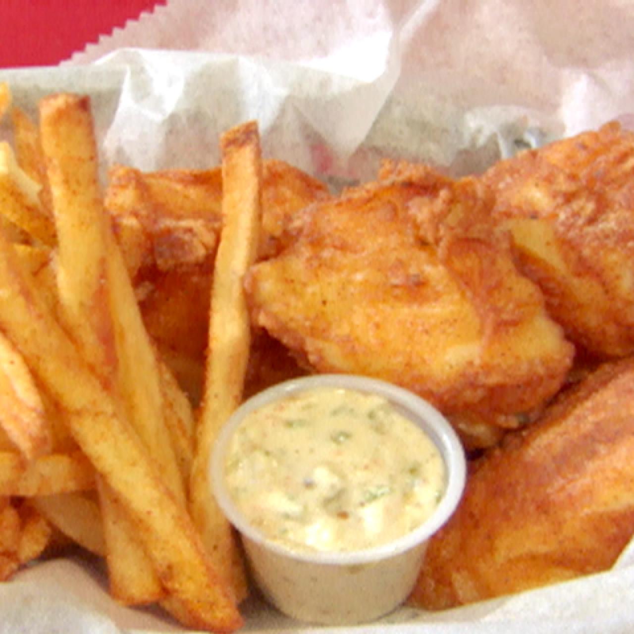 Beer Batter Fish and Spicy Chips with Lemon-Habanero Tartar Sauce