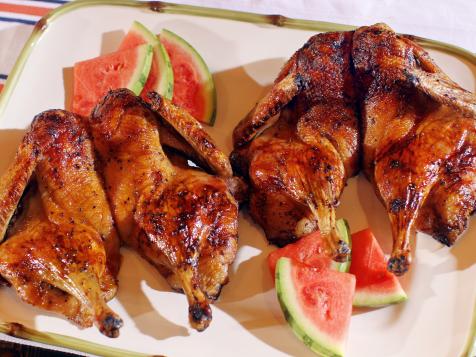 Butterflied Grilled Duck with Spicy Watermelon Glaze