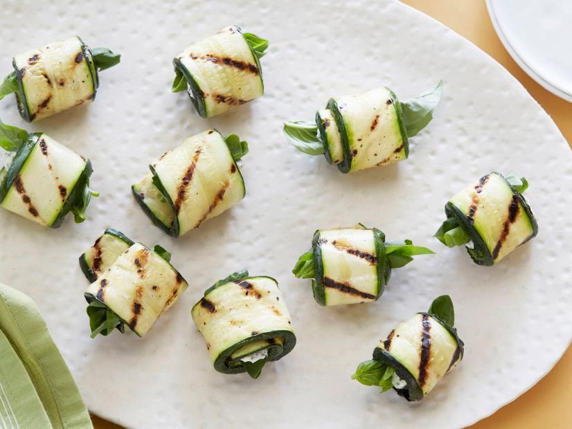 Grilled zucchini rolls with herbs and cheese recipe