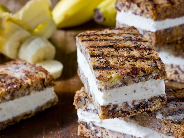 Grilled Banana Bread Ice Cream Sandwiches Recipes Cooking Channel