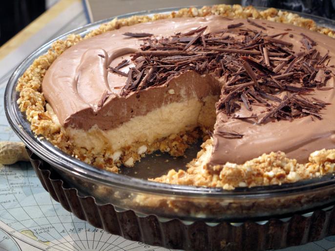 NoBake Cream Cheese Peanut Butter Pie with Chocolate Whipped Cream