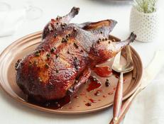 Cooking Channel serves up this Whole Duck with Green Peppercorn Glaze recipe from Alexandra Guarnaschelli plus many other recipes at CookingChannelTV.com