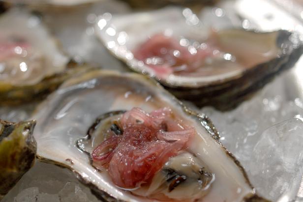 Oysters with Pickled Shallot