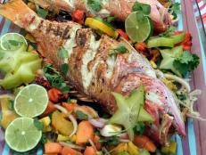 Cooking Channel serves up this Grilled Red Snapper with a Fresh Citrus Salad recipe  plus many other recipes at CookingChannelTV.com