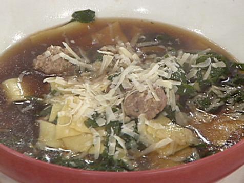 Pasta and Swiss Chard in Broth with Meatballs