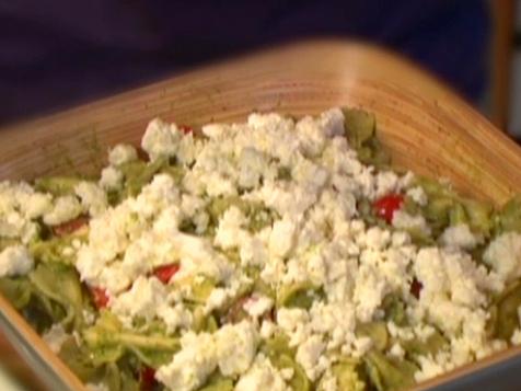 Bow Ties with Pesto, Feta and Cherry Tomatoes