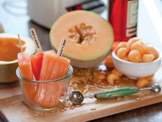 Cooking Channel serves up this Cantaloupe and Campari Pops recipe  plus many other recipes at CookingChannelTV.com