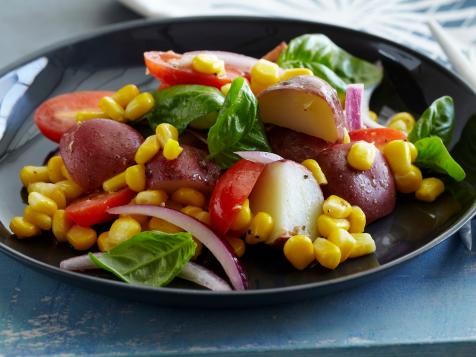 Potato, Tomato, Corn and Basil Salad
