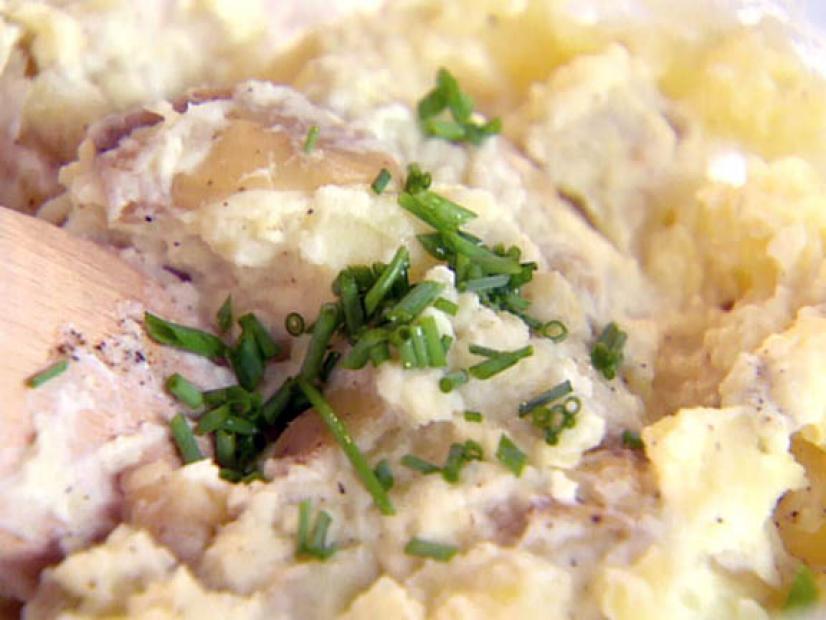 Smashed Potatoes With Sour Cream And Chives : Recipes : Cooking Channel 