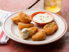 Cooking Channel serves up this Fried Green Tomatoes with Green Chile Mayonnaise recipe  plus many other recipes at CookingChannelTV.com