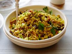 Cooking Channel serves up this Curried Couscous Salad with Dried Sweet Cranberries recipe from Dave Lieberman plus many other recipes at CookingChannelTV.com