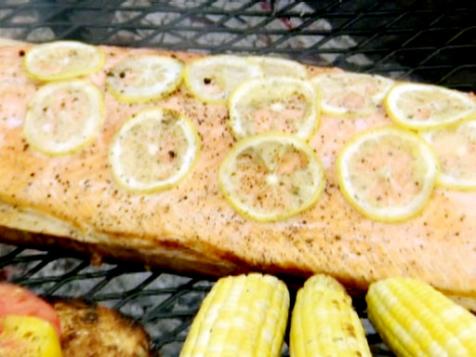 Cedar Plank-Grilled Salmon with Cilantro Pesto