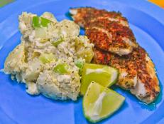 Cooking Channel serves up this Blackened Lionfish with Creamy Potato Salad recipe  plus many other recipes at CookingChannelTV.com