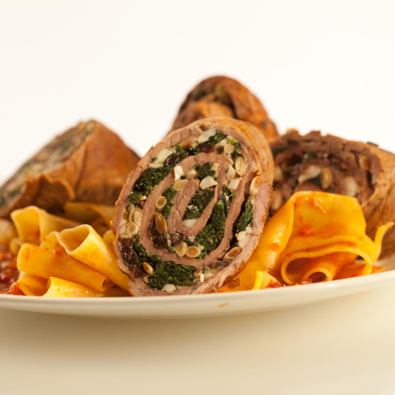 Spinach Stuffed Braciole in a Sunday Sauce with Pappardelle : Recipes :  Cooking Channel Recipe, Rachael Ray