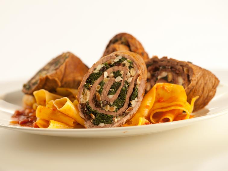 Spinach Stuffed Braciole in a Sunday Sauce with Pappardelle Recipes