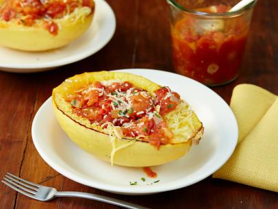 Rachael Ray's Spicy Roasted Tomato Marinara with Spaghetti Squash for One For All as seen on Food Network's Rachael Ray's Week in a Day