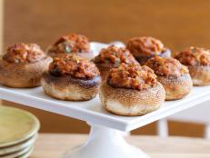 Cooking Channel serves up this Stuffed Mushrooms (Hongos Rellenos de Chorizo) recipe from Daisy Martinez plus many other recipes at CookingChannelTV.com