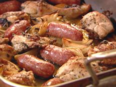 Cooking Channel serves up this One-Pan Sage-and-Onion Chicken and Sausage recipe from Nigella Lawson plus many other recipes at CookingChannelTV.com