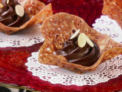 Chocolate and Amaretto Mousse in Almond Lace Bowls