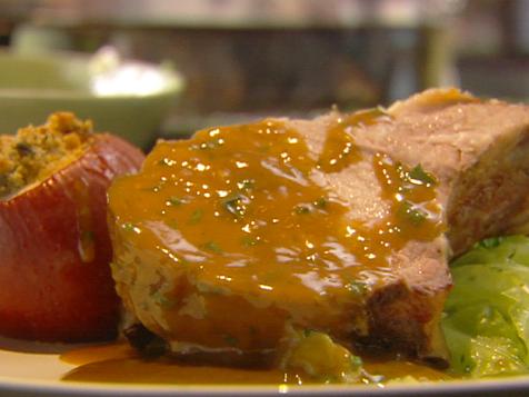 Roast Loin of Pork with Baked Apples and Cider Gravy