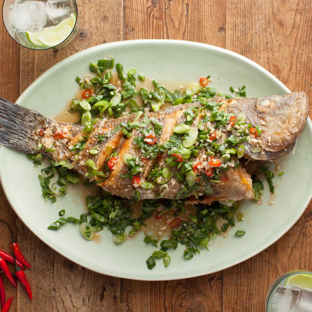 Whole Fried Black Bass With Tamarind