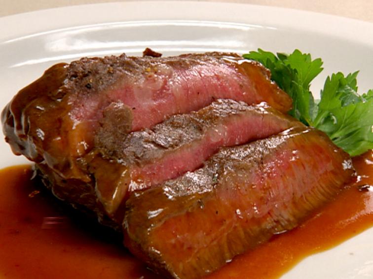 Flatiron Steak with Herbed Red Bliss Potatoes, Red Onion Marmalade and