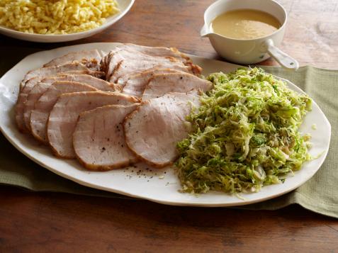 Mustard Brined Pork Loin with Sauteed Brussels Sprouts