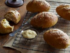 Cooking Channel serves up this Caramelized Onion Pretzel Rolls with Caraway Salt recipe  plus many other recipes at CookingChannelTV.com