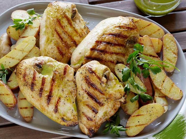 Grilled Chicken with Roasted GarlicOregano Vinaigrette and Grilled