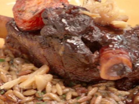 Oven Roasted Lamb Shanks with Roasted Tomatoes and Toasted Orzo