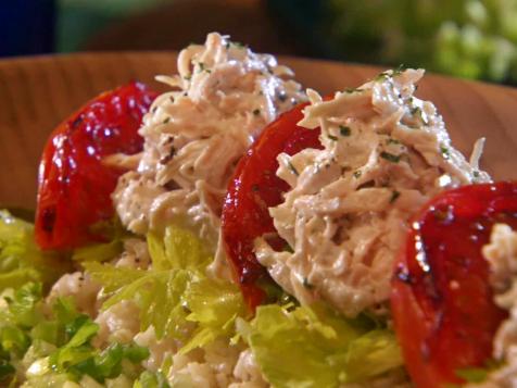 Lime Leaf Chicken Salad with Lime Aioli, Crunchy Lime Topping On Charred Tomato-Brown Rice Pilaf