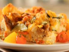 Cooking Channel serves up this Sausage-Zucchini Strata recipe  plus many other recipes at CookingChannelTV.com