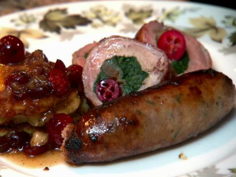 Bacon Wrapped Duck Breast with Cranberry Duck Sausage