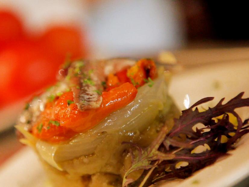 Escalivada con Anchoas (Roasted Red Peppers and Eggplant with Anchovies