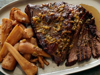 Alexandra Guarnaschelli's Brisket with Parsnips with Leeks and Green Onions