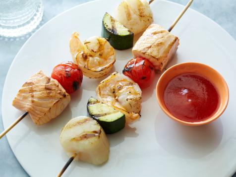 Saucy BBQ Seafood Skewers with Not-So Secret BBQ Sauce