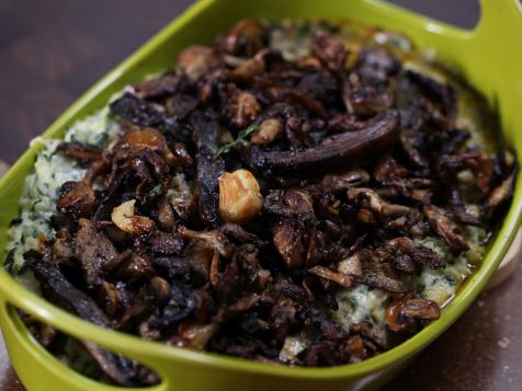 Roasted Mushrooms, Parsnip, Potatoes and Spinach Casserole