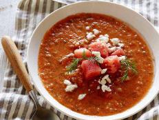 Cooking Channel serves up this Watermelon Gazpacho recipe from Tyler Florence plus many other recipes at CookingChannelTV.com