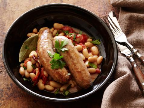 Turkey Sausages with Spicy Beans : Sausages with Fagioli All'uccelletta