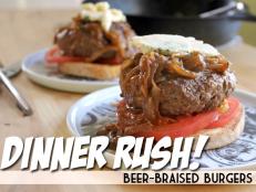 Get our recipe for an easy "knife & fork" style beer-braised burger.