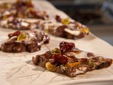 Cooking Channel serves up this Pistachio and Tart Cherry Chocolate Bark recipe  plus many other recipes at CookingChannelTV.com