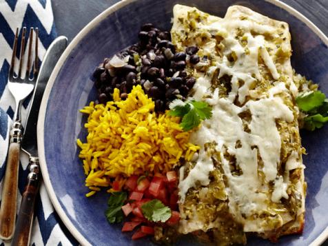 Chicken Enchiladas with Roasted Tomatillo Chile Salsa