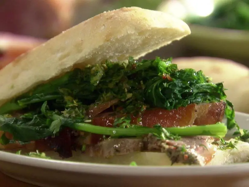 Pork and broccoli rabe ciabatta subs recipe from Rachael Ray's Week in a Day.