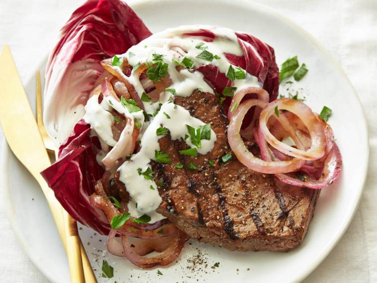 Marinated Flank Steak with Blue Cheese Sauce Recipes Cooking