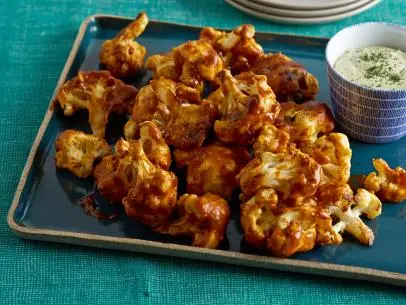 Jason Wrobel's Buffalo-Style Cauliflower with Cashew-Dill Dipping Sauce for Cooking Channel's How to Live to 100
